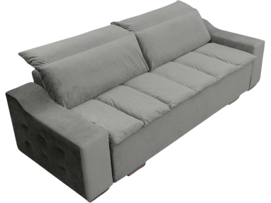 Wolnostojąca sofa jasnoszara CASTELLO z funkcją spania i pojemnikiem na pościel