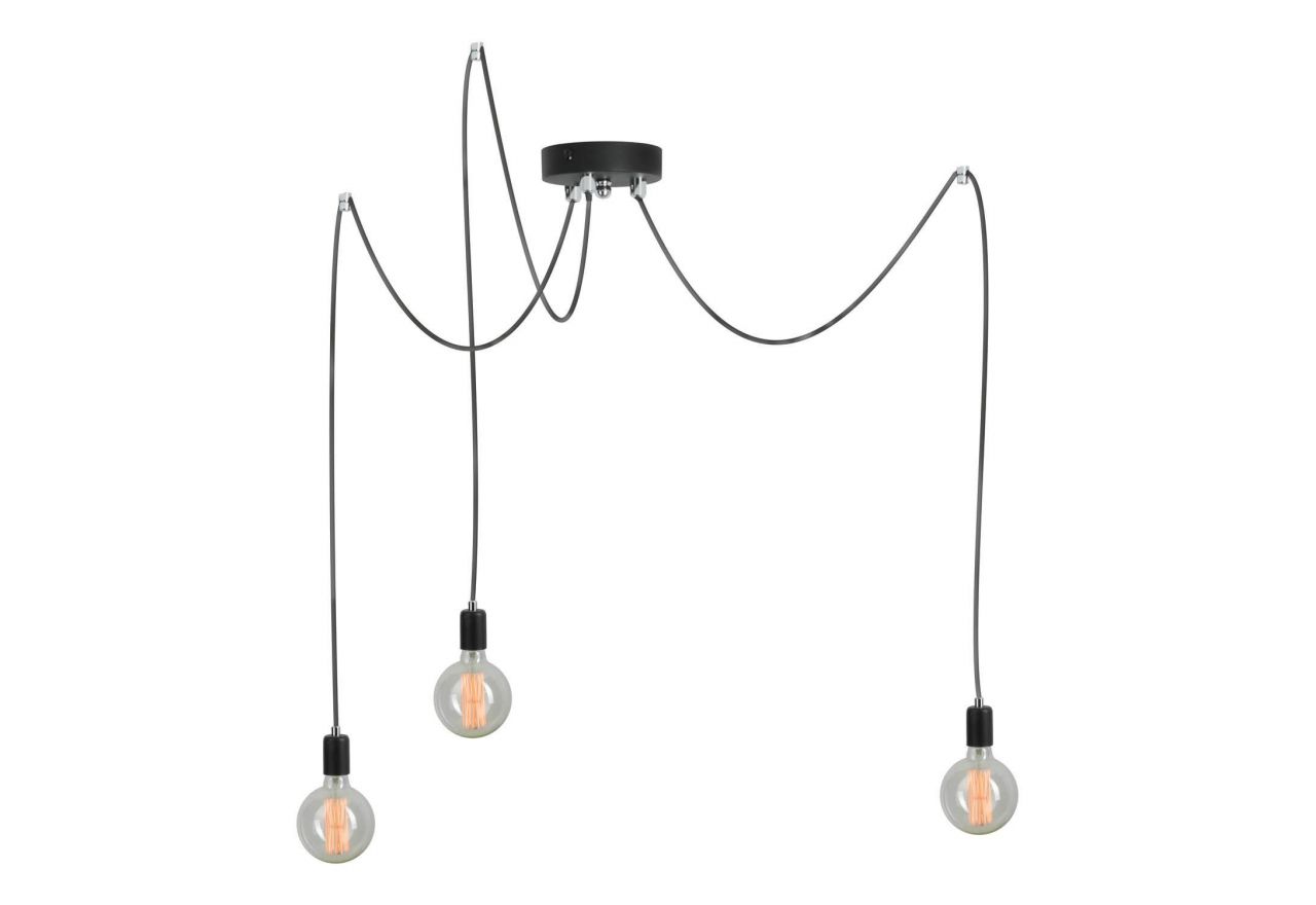 Industrialna lampa wisząca RAGGIO z trzema żarówkami na długich przewodach