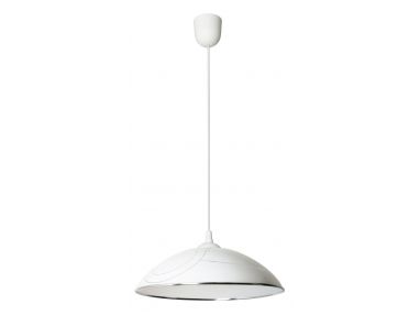 Klasyczna lampa kuchenna sufitowa ALIFE ze szklanym białym kloszem ozdobionym delikatnym wzorem