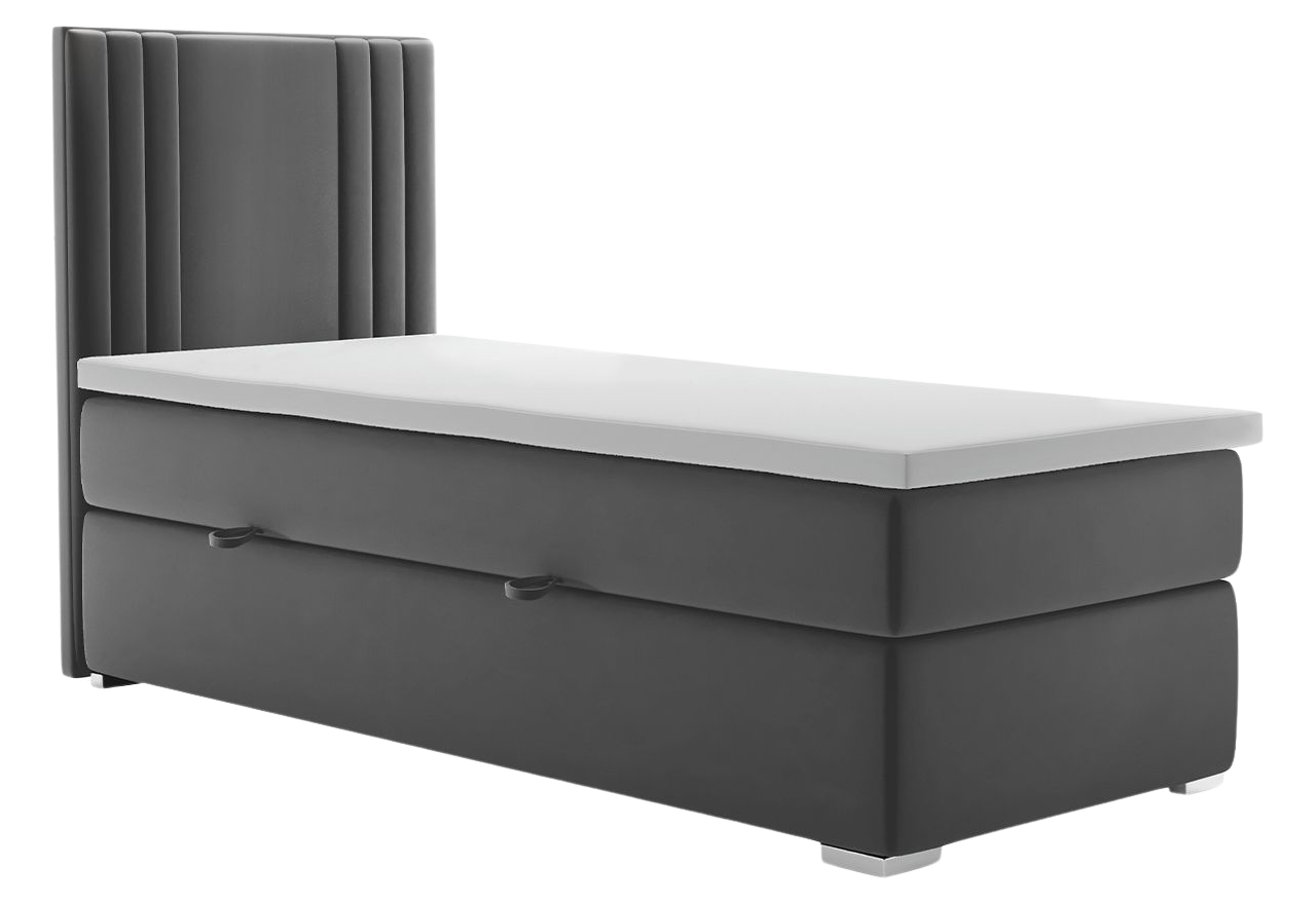 Jednoosobowe łóżko hotelowe kontynentalne z wygodnym materacem - MARISE 90x200 ciemny szary