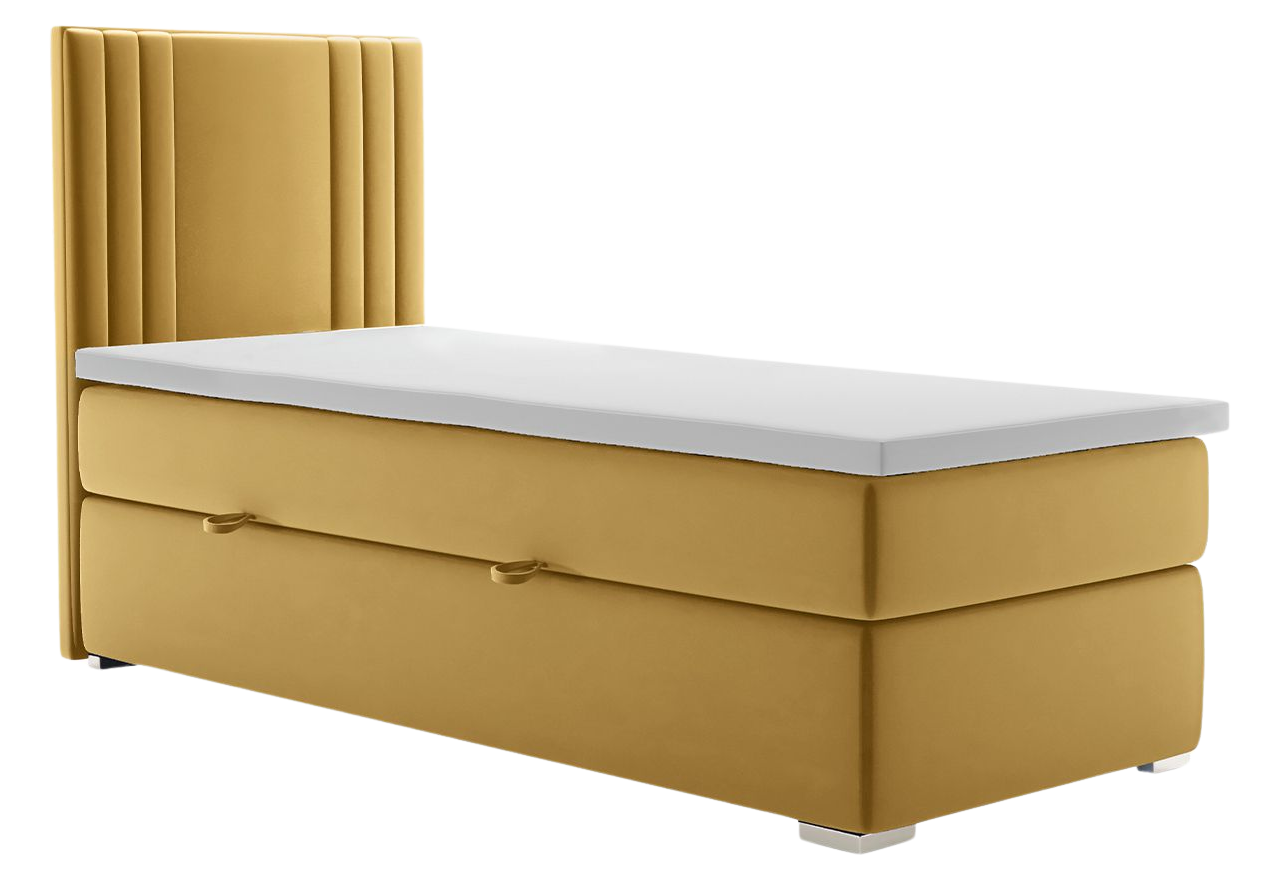 Jednoosobowe łóżko hotelowe kontynentalne z wygodnym materacem - MARISE 90x200 żółty