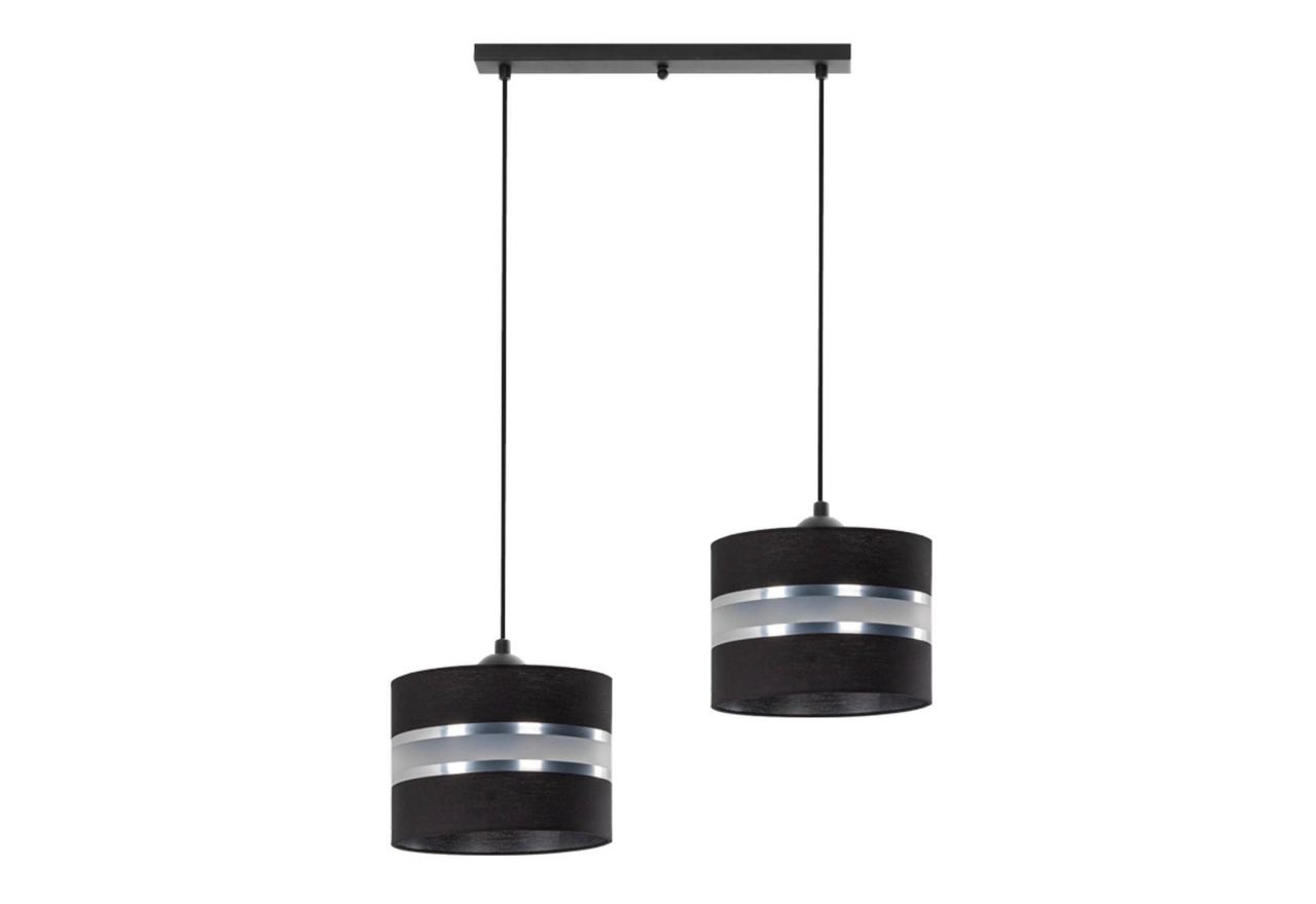 Piękna czarna lampa LEONIDAS z dwoma kloszami o eleganckim wyglądzie