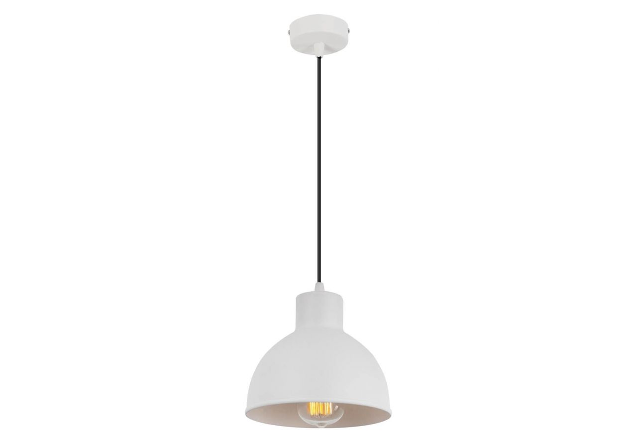 Biała wisząca lampa metalowa SYLEN z minimalistycznym kloszem w stylu retro