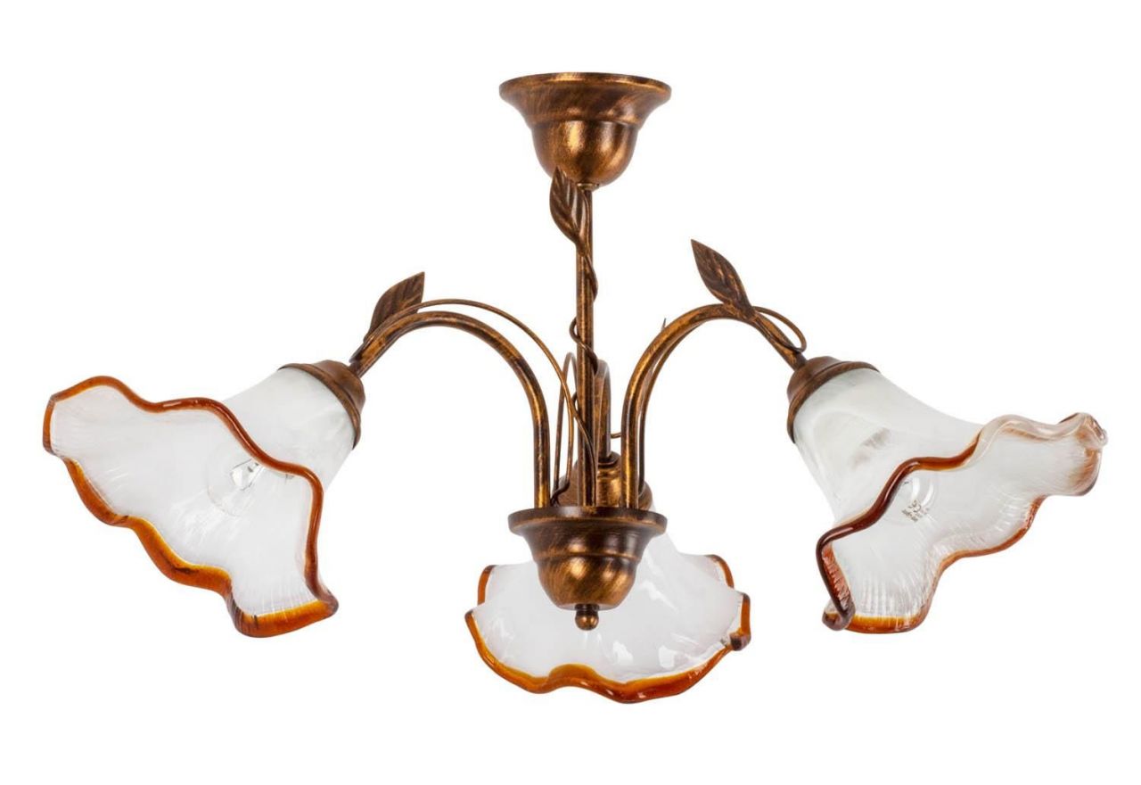 Klasyczna lampa sufitowa VALINO o szklanych kloszach i korpusie w kolorze miedzi