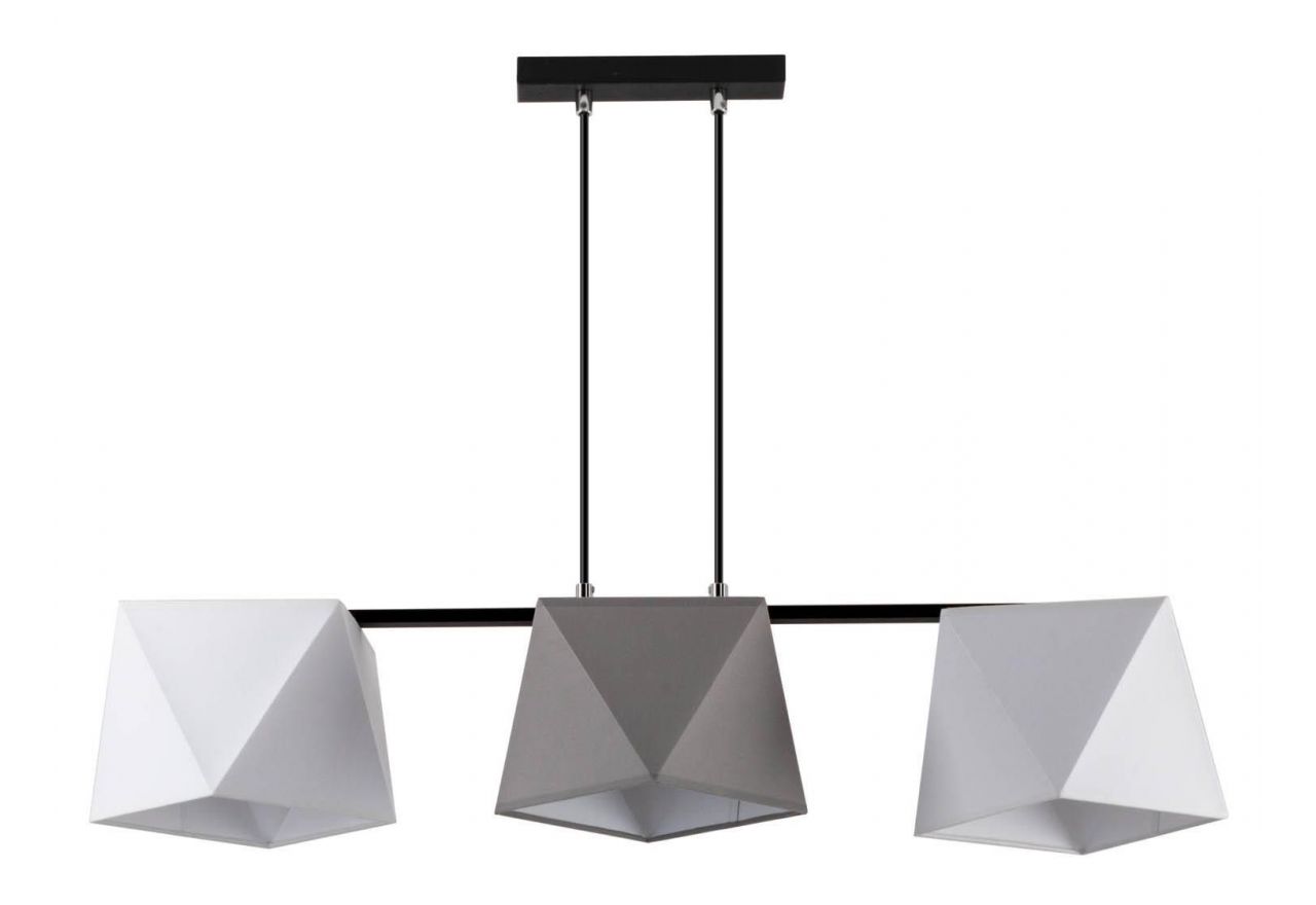 Nowoczesna lampa nad stół do jadalni LAPIS z trzema kloszami o geometrycznej formie