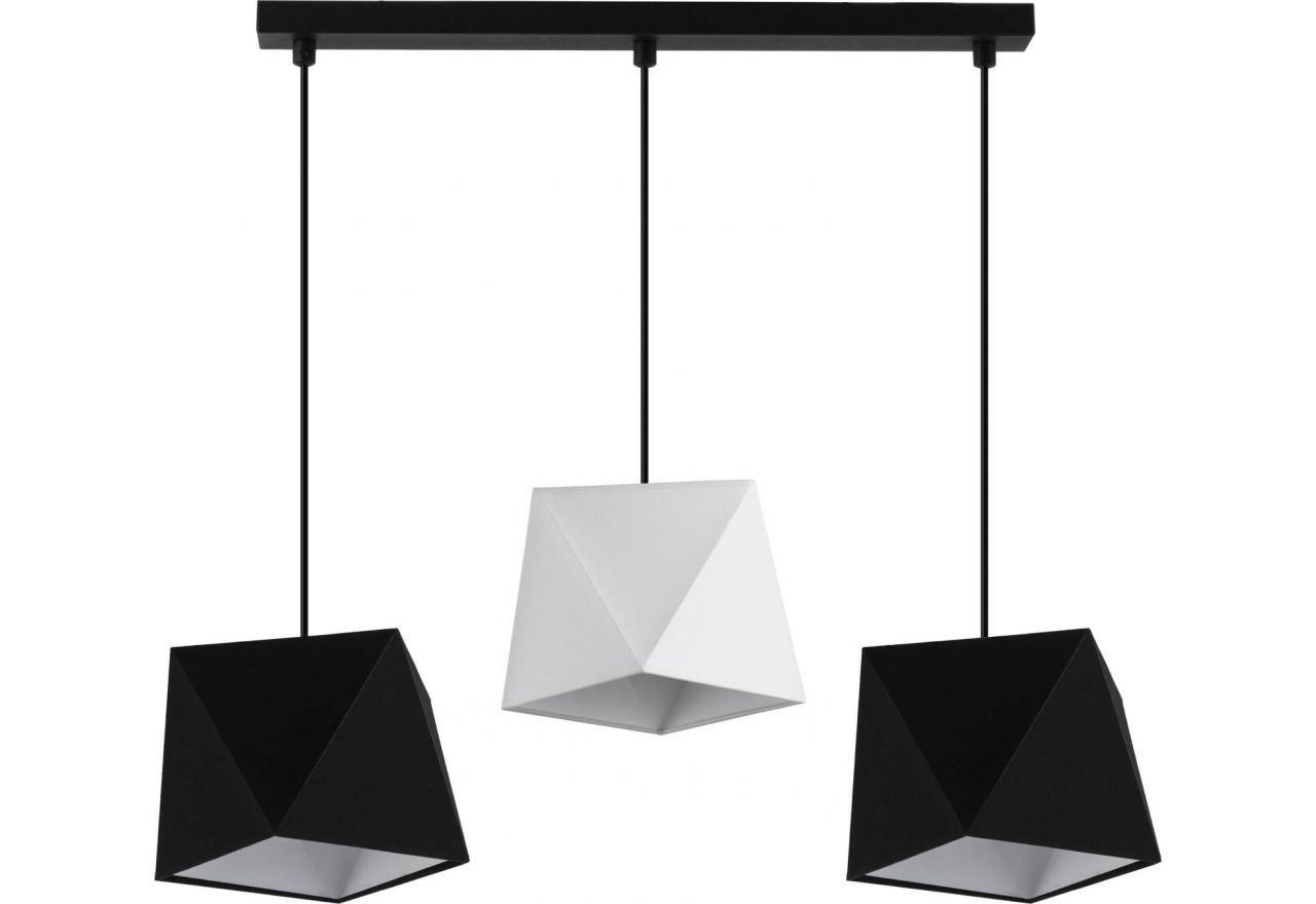 Lampa sufitowa NOBILIS z trzema nowoczesnymi kloszami: dwoma czarnymi i jednym białym