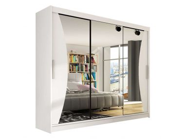 Biała designerska szafa z drzwiami przesuwnymi idealna do sypialni - TOMES IV 250 cm
