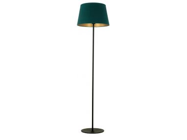Piękna lampa podłogowa ASKLEPIOS o minimalistycznym charakterze i zielono-złotym abażurze