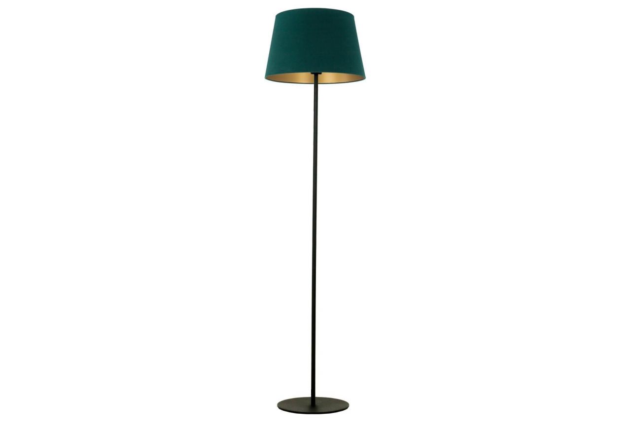 Piękna lampa podłogowa ASKLEPIOS o minimalistycznym charakterze i zielono-złotym abażurze