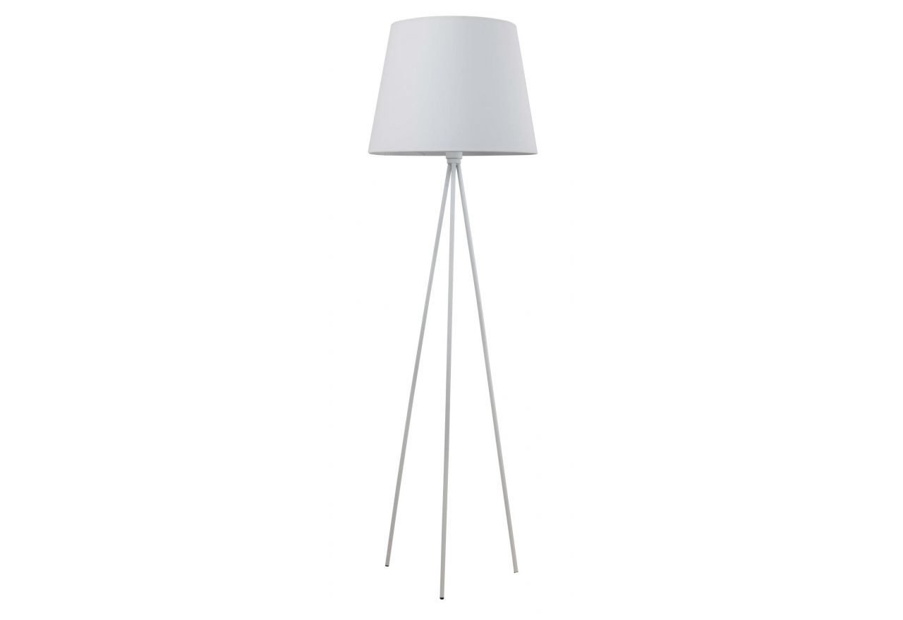 Biała lampa podłogowa na trójnogu ELINOS do minimalistycznego nowoczesnego wnętrza
