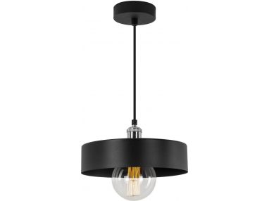 Czarna minimalistyczna lampa wisząca TAVRI z okrągłym wąskim metalowym kloszem