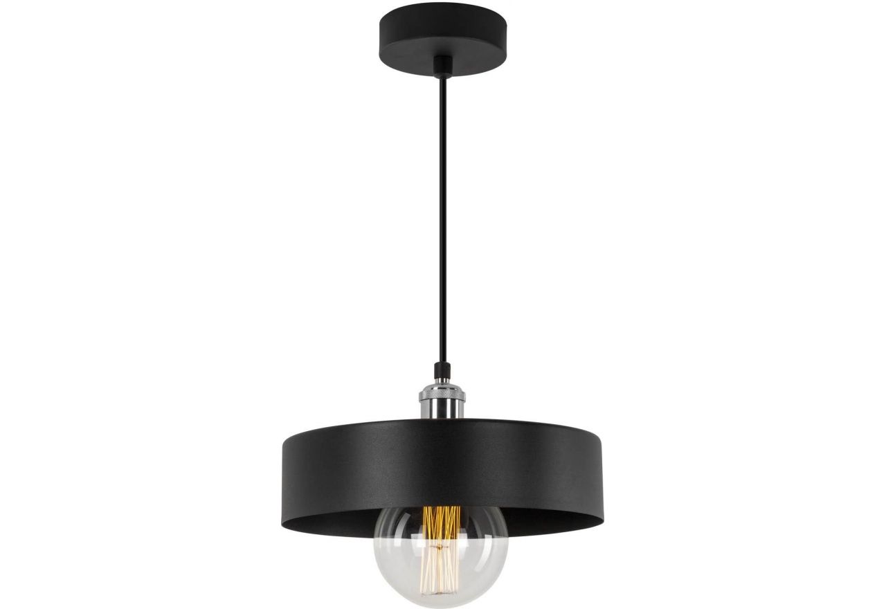 Czarna minimalistyczna lampa wisząca TAVRI z okrągłym wąskim metalowym kloszem