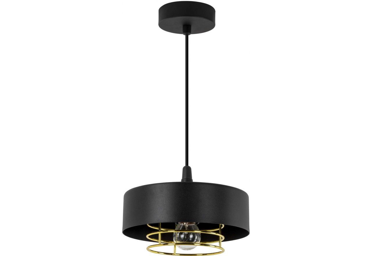 Piękna nowoczesna lampa EMVOLO z czarnym metalowym abażurem i złotymi elementami