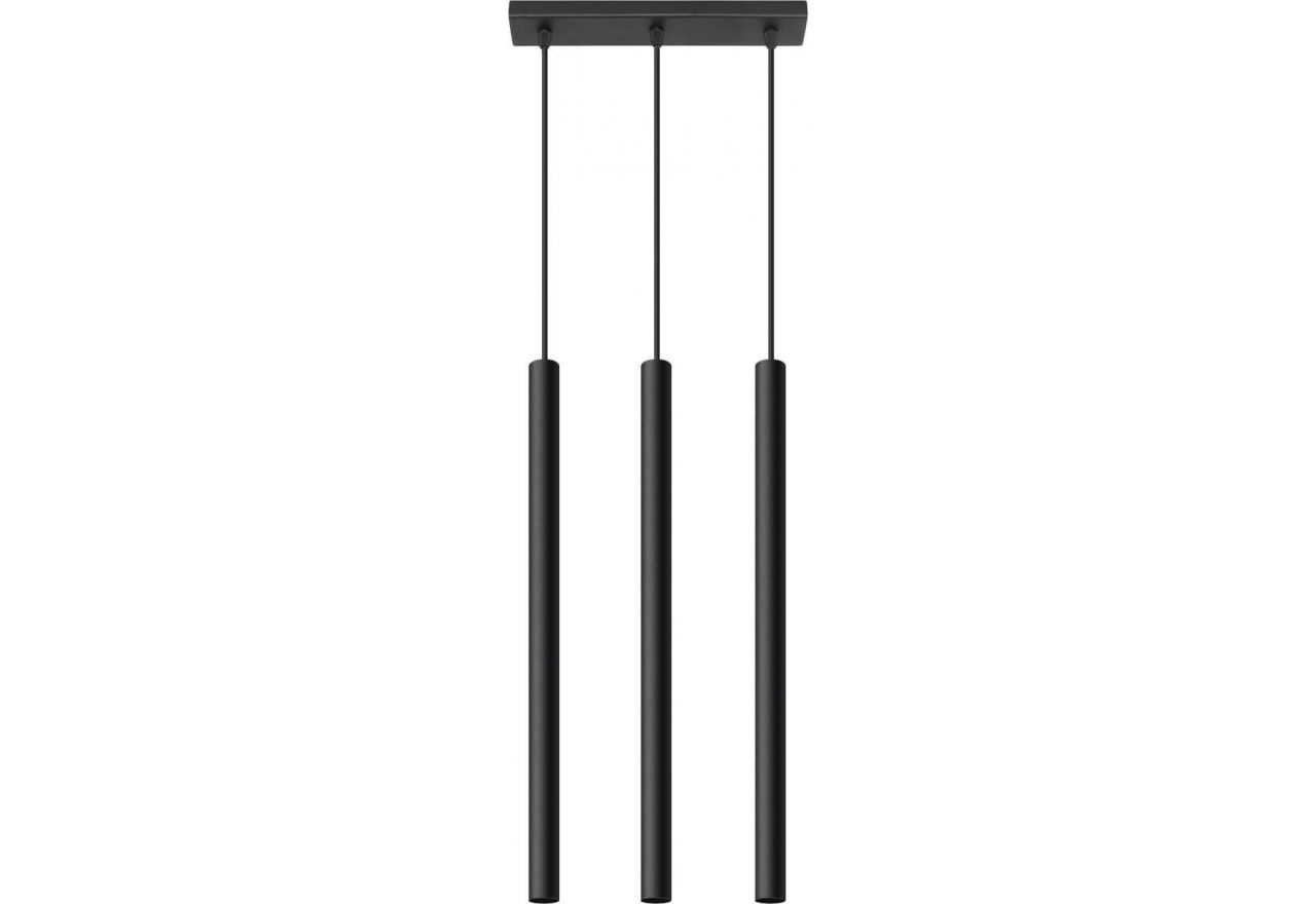 Loftowa lampa sufitowa LAGOS z trzema metalowymi długimi kloszami w kolorze czarnym