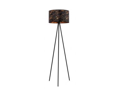 Trójnożna lampa podłogowa LEONDI z abażurem przedstawiającym marmurowy wzór