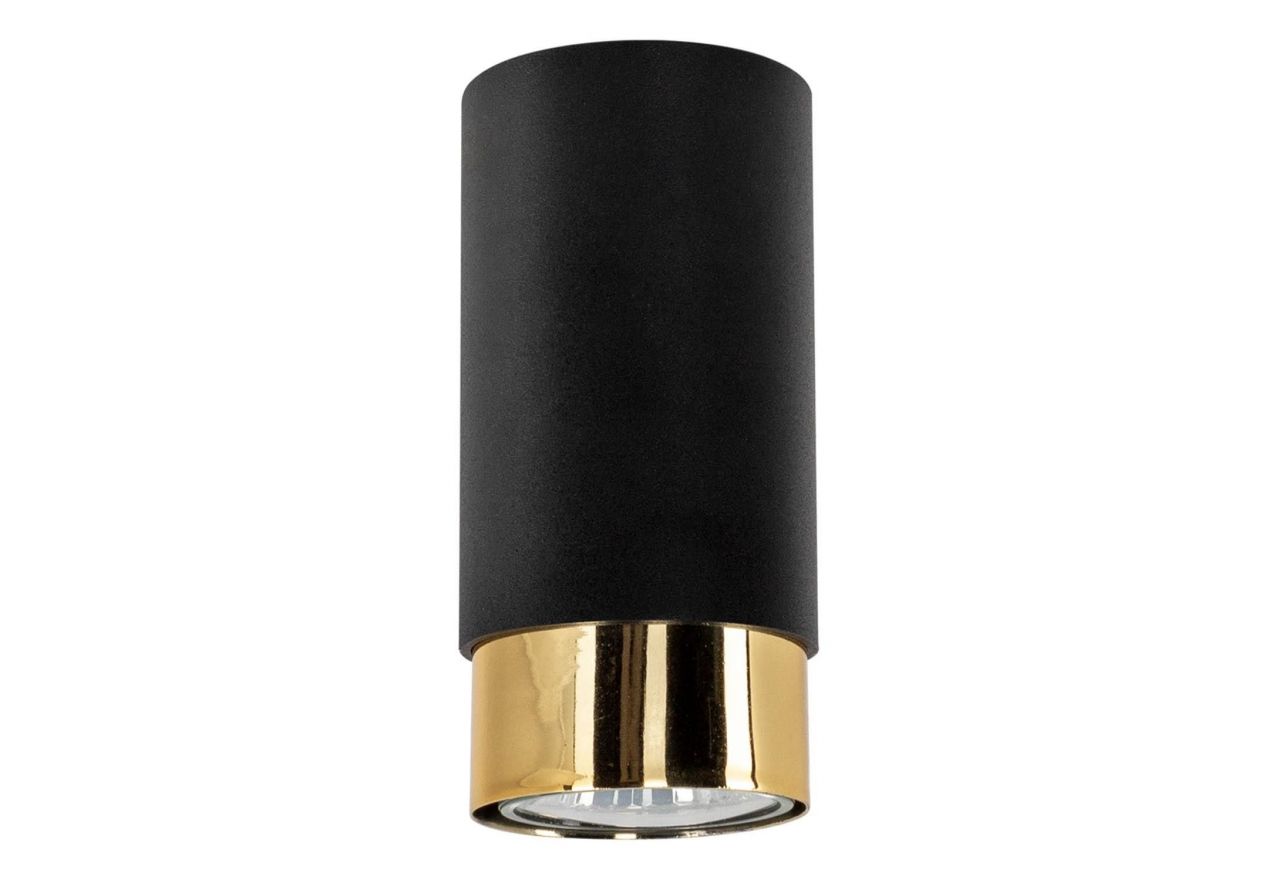 Minimalistyczna nowoczesna czarna lampa sufitowa GLOSSA ze złotym dekorem