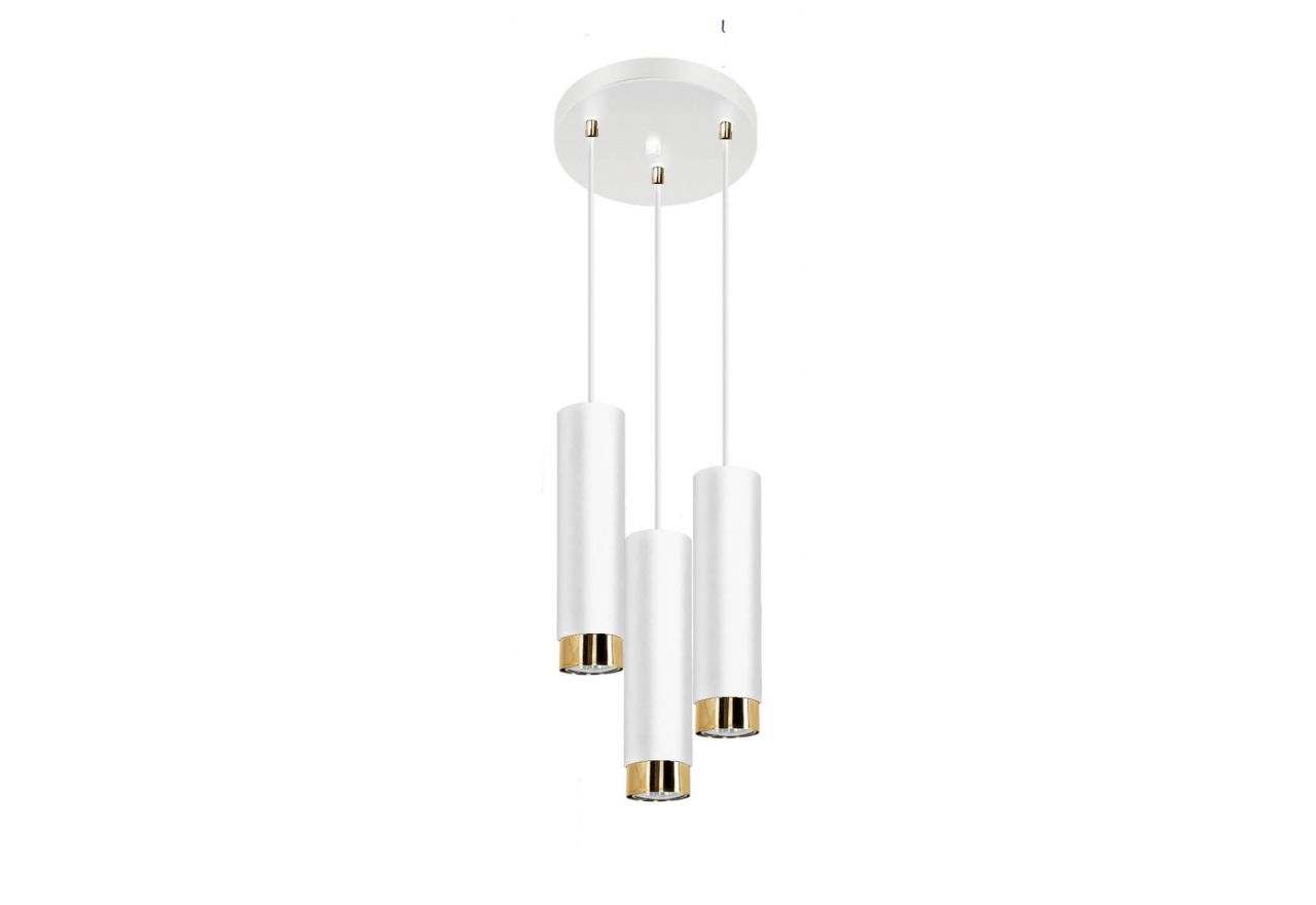 Potrójna lampa wisząca GLOSSA z minimalistycznymi nowoczesnymi kloszami tubami