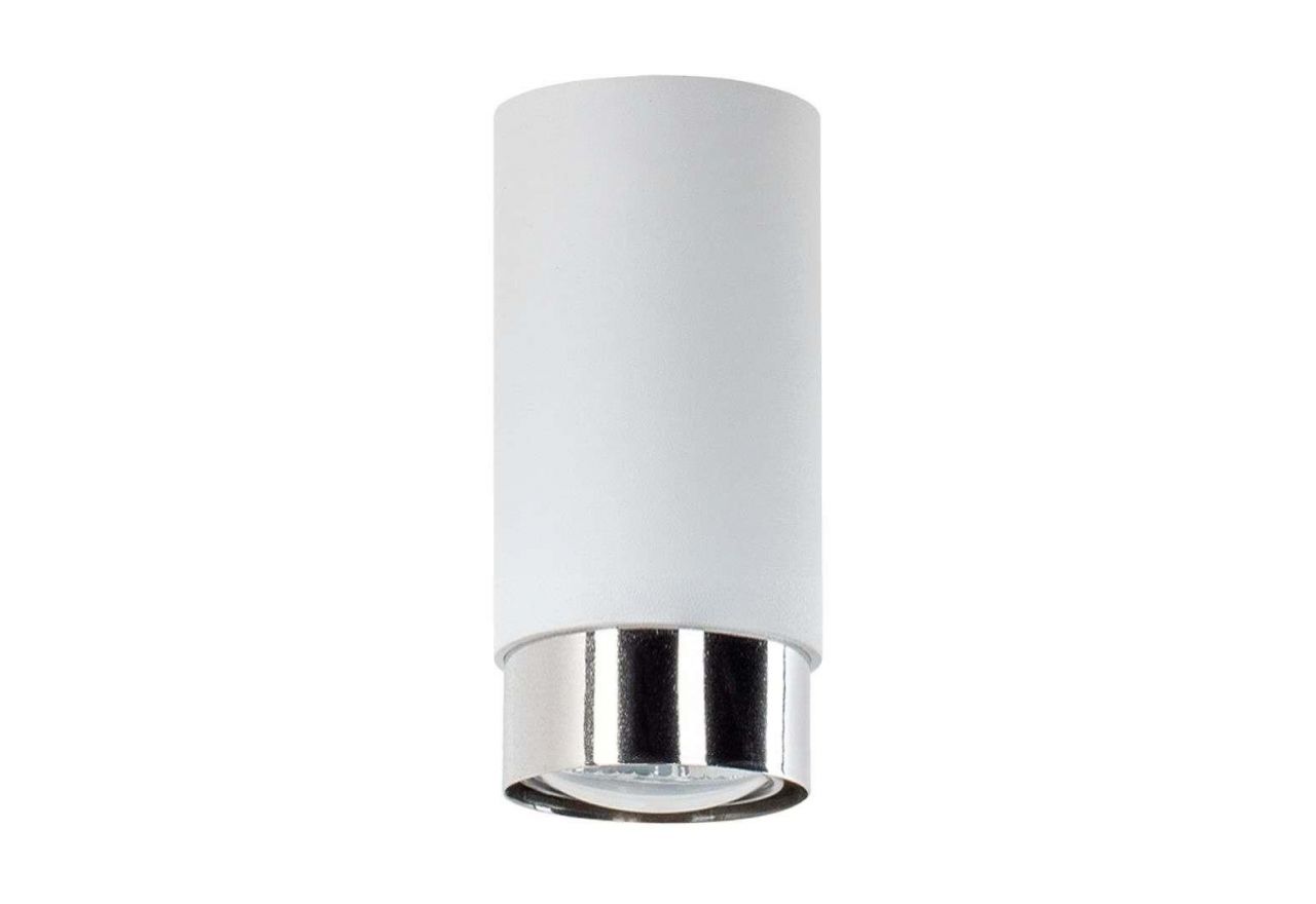 Sufitowa lampa halogenowa HAGEN z prostym biało-srebrnym kloszem