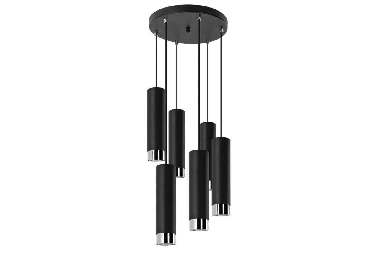 Lampa HAGEN metalowa czarna z 6 kloszami o regulowanej wysokości