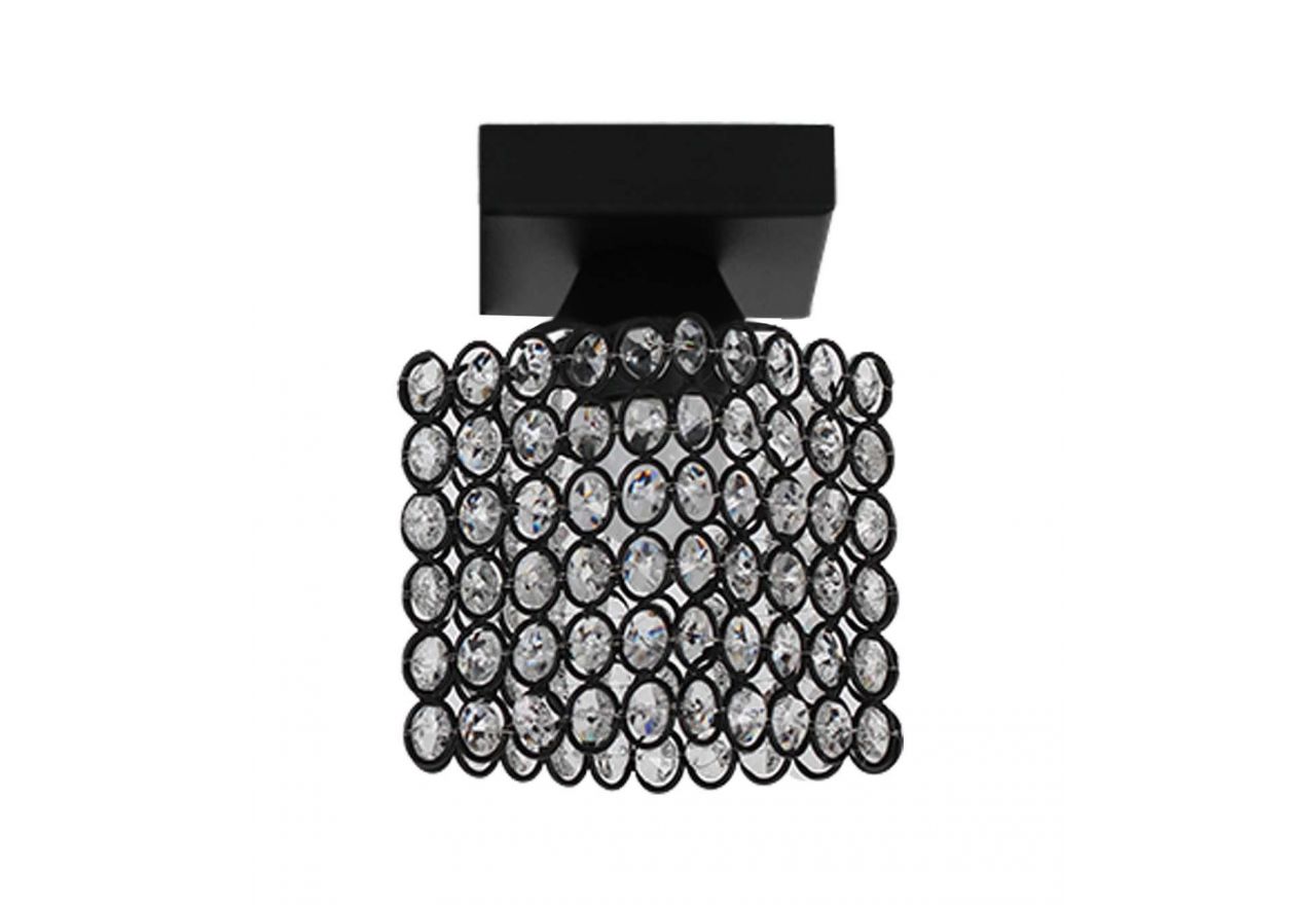 Czarna lampa sufitowa TENOS z metalowo-szklanym kloszem w stylu glamour