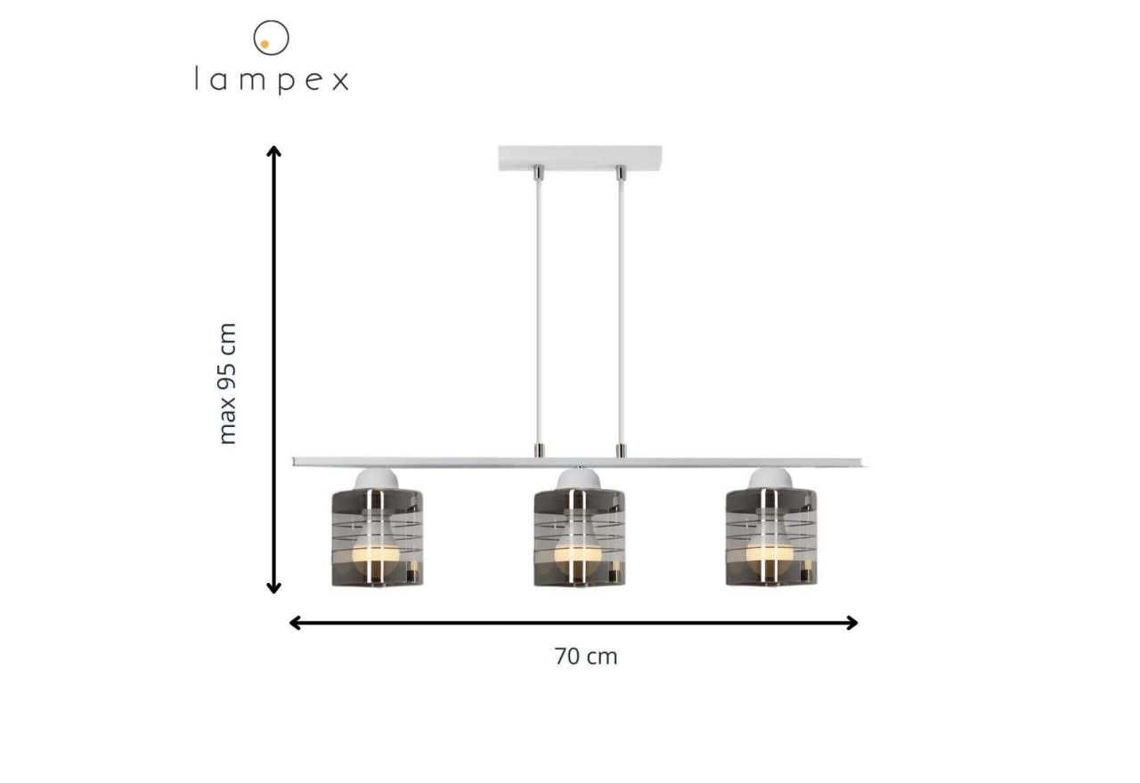 Lampa Sufitowa Elikon Z Trzema Szklanymi Kloszami W Metalowej Bia Ej