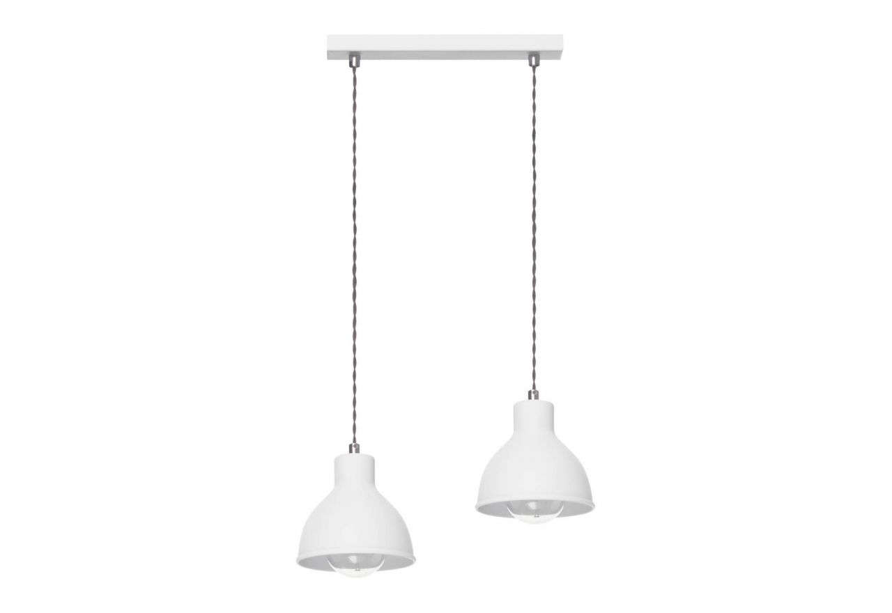 Podwójna lampa wisząca ZELO z minimalistycznymi metalowymi kloszami w białym kolorze