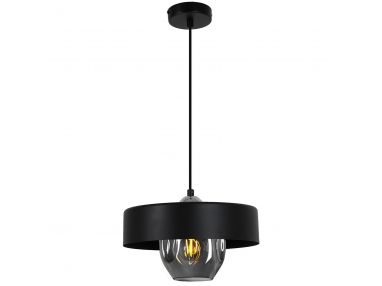 Lampa sufitow RAKKO loftowa z podwójnym czarnym szklano-metalowym kloszem