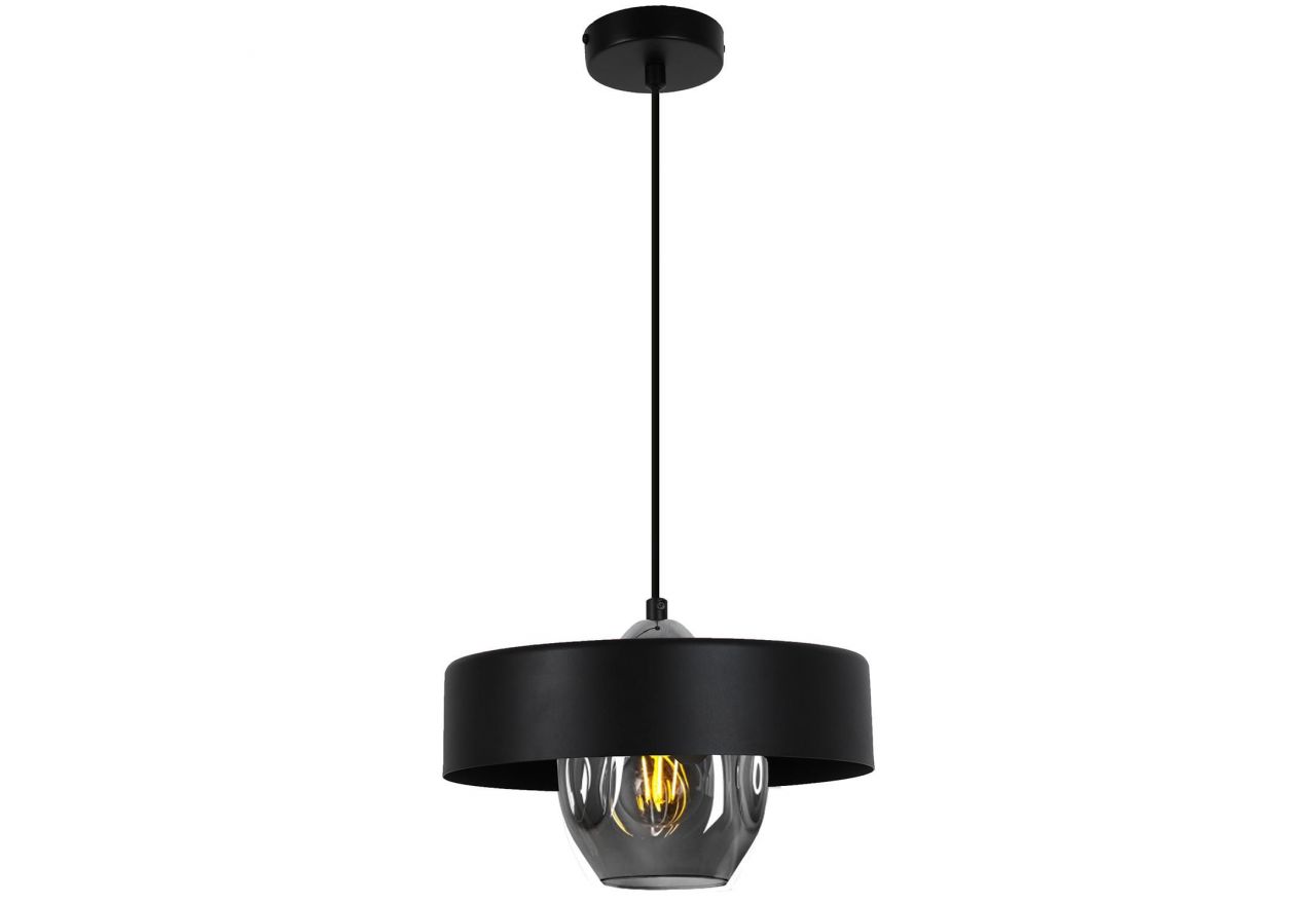 Lampa sufitow RAKKO loftowa z podwójnym czarnym szklano-metalowym kloszem