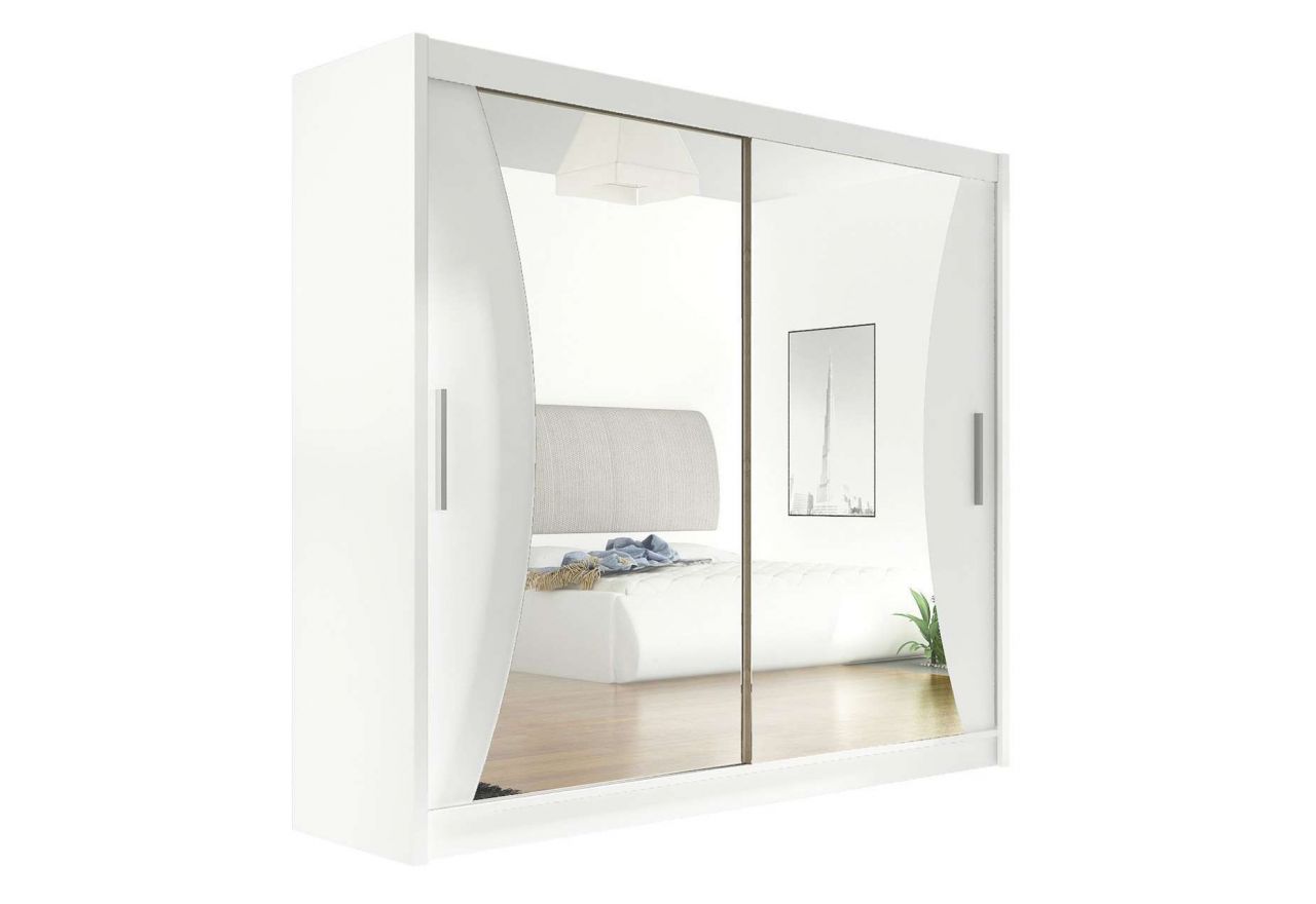 Praktyczna szafa przesuwna w białym kolorze do sypialni - BALD V 180 cm