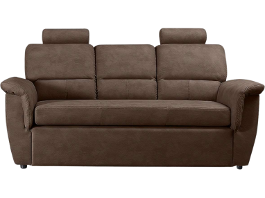 Kompaktowa kanapa 3 osobowa do salonu i pokoju dziennego ANIDA brązowa z regulowanymi zagłówkami