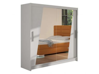 Stylowa szafa przesuwna z modnym lustrem w kolorze białym - BALD XIV 180 cm