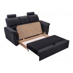 Czarna sofa 3 osobowa na sprężynach ANIDA z funkcją spania i regulowanymi zagłówkami