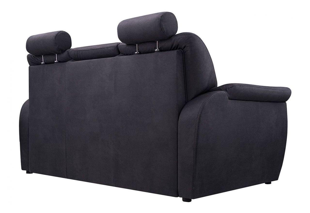 Czarna sofa 3 osobowa na sprężynach ANIDA z funkcją spania i regulowanymi zagłówkami