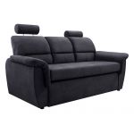 Czarna sofa 3 osobowa na sprężynach ANIDA z funkcją spania i regulowanymi zagłówkami