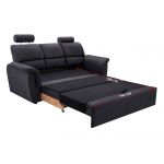 Czarna sofa 3 osobowa na sprężynach ANIDA z funkcją spania i regulowanymi zagłówkami
