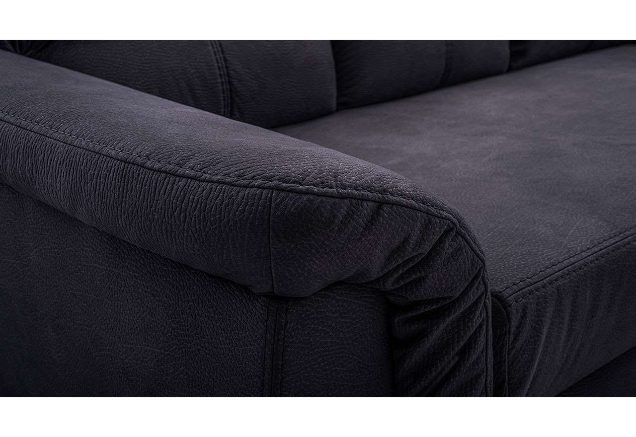 Czarna sofa 3 osobowa na sprężynach ANIDA z funkcją spania i regulowanymi zagłówkami