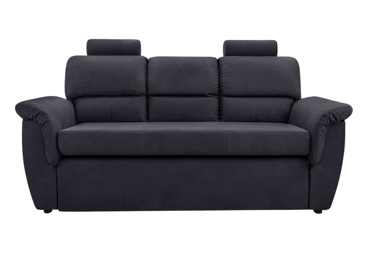 Czarna sofa 3 osobowa na sprężynach ANIDA z funkcją spania i regulowanymi zagłówkami