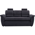 Czarna sofa 3 osobowa na sprężynach ANIDA z funkcją spania i regulowanymi zagłówkami