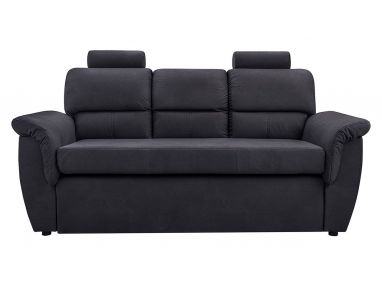 Czarna sofa 3 osobowa na sprężynach ANIDA z funkcją spania i regulowanymi zagłówkami