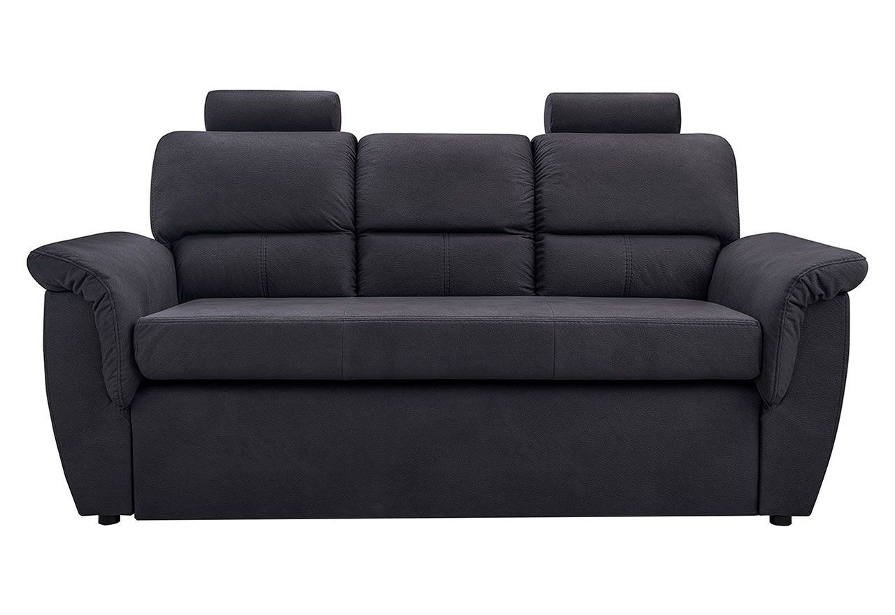 Czarna sofa 3 osobowa na sprężynach ANIDA z funkcją spania i regulowanymi zagłówkami