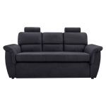 Czarna sofa 3 osobowa na sprężynach ANIDA z funkcją spania i regulowanymi zagłówkami