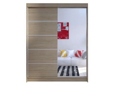 Szafa przesuwna do sypialni z lustrem i ozdobnymi listwami - MARINA III 150 cm