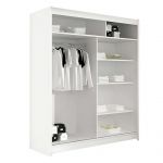 Biała garderoba do przedpokoju dwufrontowa przesuwna z lustrami - WIRA XIII 150 cm