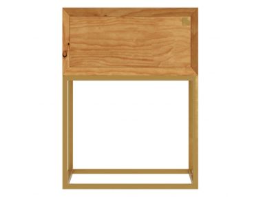 Loftowy stolik nocny do sypialni z drewna dębowego i metalowej konstrukcji - PALMES