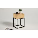 Szafka nocna do sypialni w stylu loft, metalowa konstrukcja i lite drewno - MARIPOSA