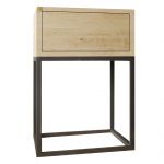 Szafka nocna do sypialni w stylu loft, metalowa konstrukcja i lite drewno - MARIPOSA