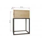 Szafka nocna do sypialni w stylu loft, metalowa konstrukcja i lite drewno - MARIPOSA