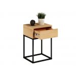 Szafka nocna do sypialni w stylu loft, metalowa konstrukcja i lite drewno - MARIPOSA