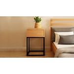 Szafka nocna do sypialni w stylu loft, metalowa konstrukcja i lite drewno - MARIPOSA