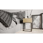 Szafka nocna do sypialni w stylu loft, metalowa konstrukcja i lite drewno - MARIPOSA